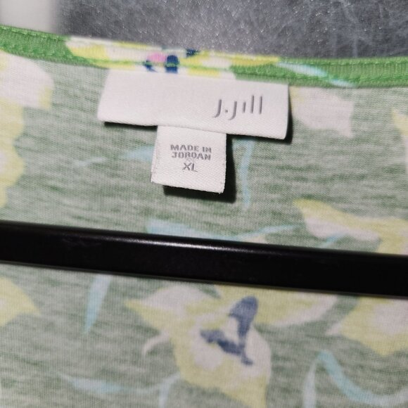 J Jill Women's XL Green Floral Long Sleeve Pullover Dress 2307 - Picture 4 of 8